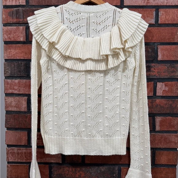 TULAROSA Manny Ruffle Sweater In Ivory - Picture 5 of 10